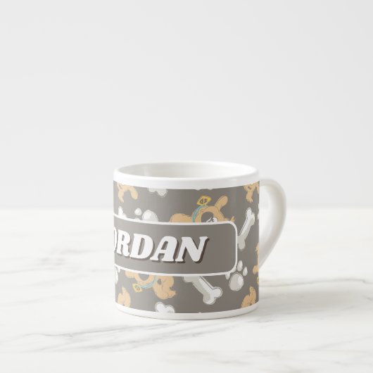 Puppy Scooby-Doo Bone & Paw Print Patroon Espresso Kop (Voorkant rechts)