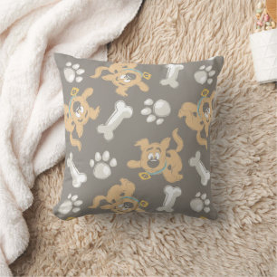 Puppy Scooby-Doo Bone & Paw Print Patroon Kussen