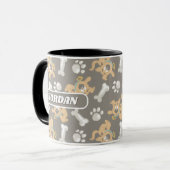 Puppy Scooby-Doo Bone & Paw Print Patroon Mok (Voorkant links)