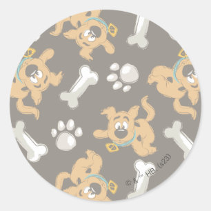 Puppy Scooby-Doo Bone & Paw Print Patroon Ronde Sticker