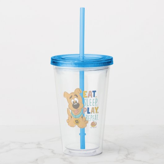 Puppy Scooby-Doo "Eat, Sleep, Play, Repeëren" Acryl Drinkbeker (Voorkant)