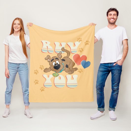 Puppy Scooby-Doo "Ruv you" Fleece Deken (In situ)