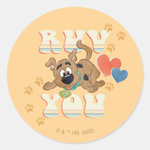 Puppy Scooby-Doo "Ruv you" Ronde Sticker