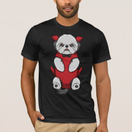 Puppy Shih Tzu Red Carrier T-shirt Mannen