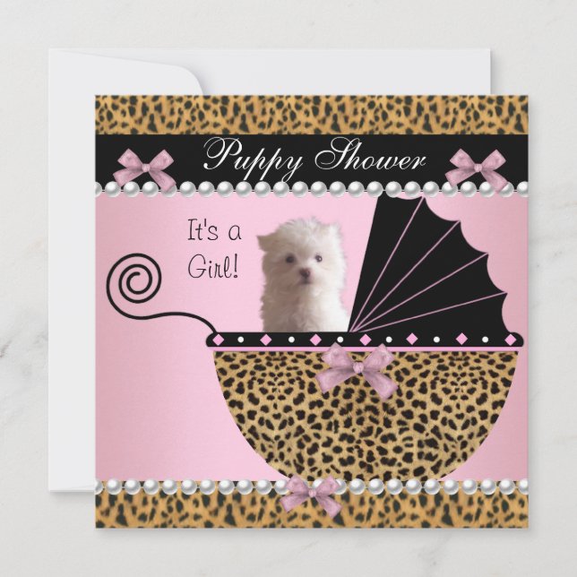 Puppy Shower Cute Dog Pink Leopard (Voorkant)
