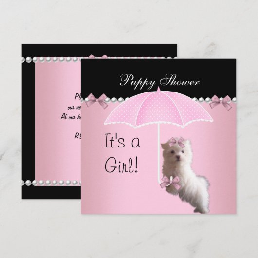 Puppy Shower Cute Dog Roze Kaart (Voorkant / Achterkant)