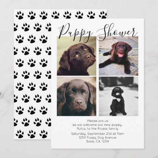 Puppy Shower Cute Personalized Dog Adoption Kaart (Voorkant / Achterkant)