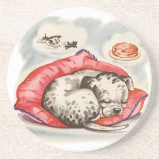 puppy slaap zandsteen onderzetter (Voorkant)