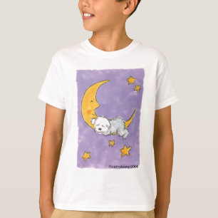 Puppy slapen op de maan t-shirt