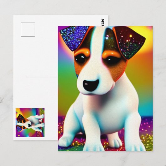 Puppy Sparkle-Up van de Terrier Cute Briefkaart (Voorkant / Achterkant)