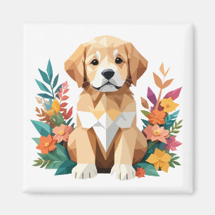 Puppy speels Schattig leuk kleurrijk vrolijk dier Magneet