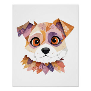 Puppy speels Schattig leuk kleurrijk vrolijk dier Perfect Poster