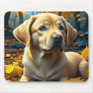 Puppy speelt in herfstbladeren   muismat