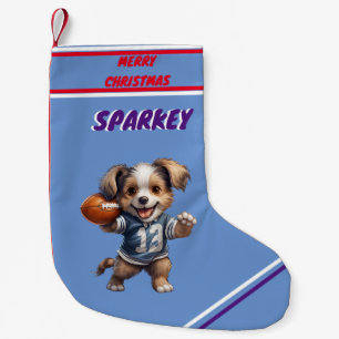Puppy Spelen Football Kerstmis Kous / Naam Kleine Kerstsok