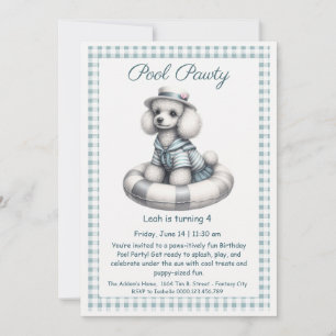 Puppy Splash Anniversaire Pool Party Invitation