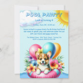 Puppy Splash Anniversaire Pool Party Invitation (Devant)