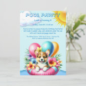 Puppy Splash Anniversaire Pool Party Invitation (Debout devant)