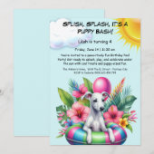 Puppy Splash Anniversaire Pool Party Invitation (Devant / Derrière)