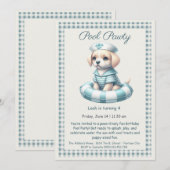 Puppy Splash Anniversaire Pool Party Invitation (Devant / Derrière)