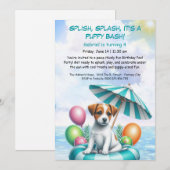 Puppy Splash Anniversaire Pool Party Invitation (Devant / Derrière)