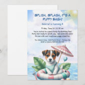 Puppy Splash Anniversaire Pool Party Invitation (Devant / Derrière)