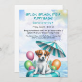 Puppy Splash Anniversaire Pool Party Invitation (Devant / Derrière)