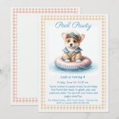 Puppy Splash Anniversaire Pool Party Invitation (Devant / Derrière)