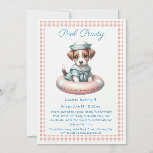 Puppy Splash Anniversaire Pool Party Invitation (Devant)