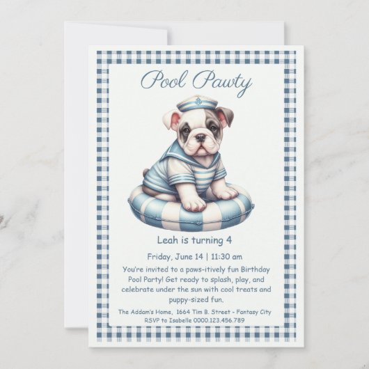 Puppy Splash Anniversaire Pool Party Invitation (Devant)