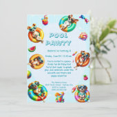 Puppy Splash Anniversaire Pool Party Invitation (Debout devant)
