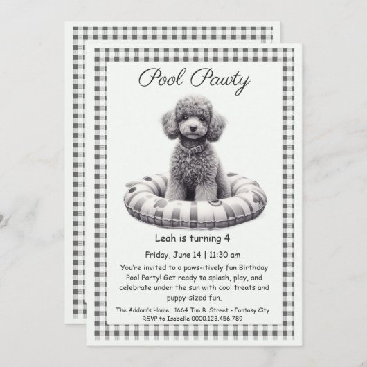 Puppy Splash Anniversaire Pool Party Invitation (Devant / Derrière)