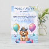 Puppy Splash Anniversaire Pool Party Invitation (Debout devant)