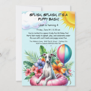 Puppy Splash Anniversaire Pool Party Invitation