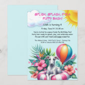 Puppy Splash Anniversaire Pool Party Invitation (Devant / Derrière)