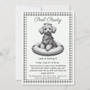 Puppy Splash Anniversaire Pool Party Invitation