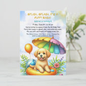 Puppy Splash Anniversaire Pool Party Invitation (Debout devant)