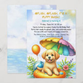 Puppy Splash Anniversaire Pool Party Invitation (Devant / Derrière)