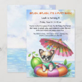 Puppy Splash Anniversaire Pool Party Invitation (Devant / Derrière)