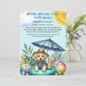 Puppy Splash Anniversaire Pool Party Invitation (Debout devant)