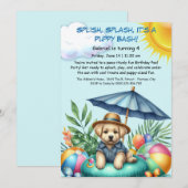 Puppy Splash Anniversaire Pool Party Invitation (Devant / Derrière)