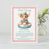 Puppy Splash Anniversaire Pool Party Invitation (Debout devant)