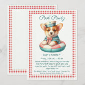 Puppy Splash Anniversaire Pool Party Invitation (Devant / Derrière)