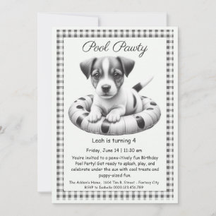 Puppy Splash Verjaardag Pool Party Uitnodiging