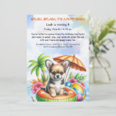 Puppy Splash Verjaardag Pool Party Uitnodiging (Staand voorkant)