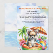 Puppy Splash Verjaardag Pool Party Uitnodiging (Voorkant / Achterkant)