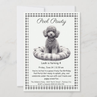 Puppy Splash Verjaardag Pool Party Uitnodiging