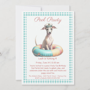 Puppy Splash Verjaardag Pool Party Uitnodiging
