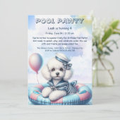 Puppy Splash Verjaardag Pool Party Uitnodiging (Staand voorkant)