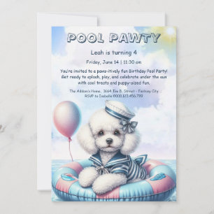 Puppy Splash Verjaardag Pool Party Uitnodiging