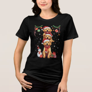 Puppy Stapels Goud Retriever Kersthond Cadeau Tri-Blend Shirt